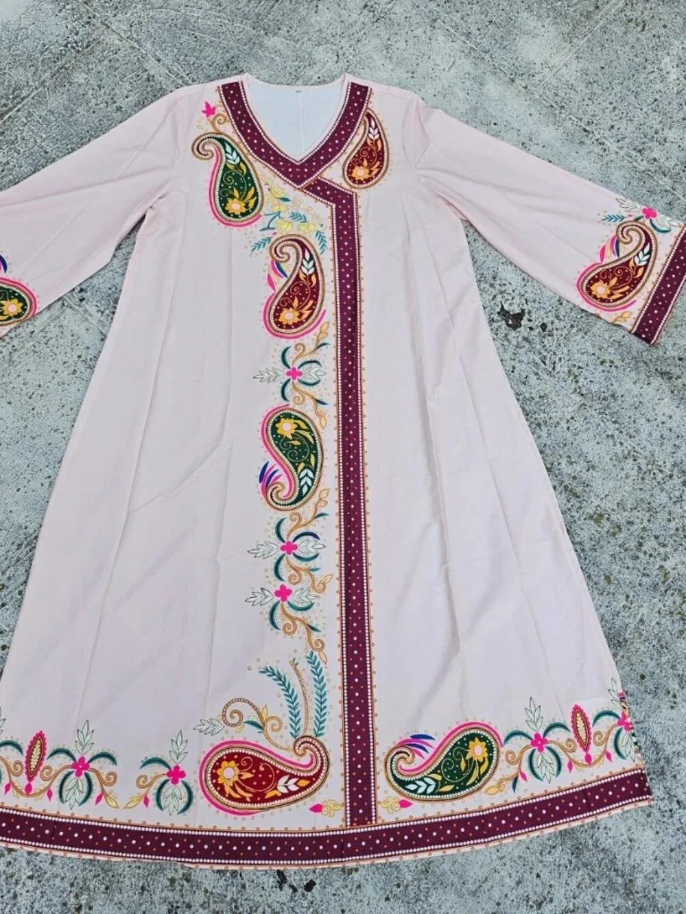 Women Dress Middle Eastern Robe Spring Summer Fashion Ethnic Print Size Plus 2XL - Picture 9 of 12